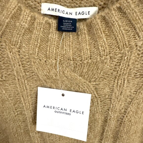 AMERICAN EAGLE Chunky Oversized Taupe Sweater Size Small - Picture 3 of 5